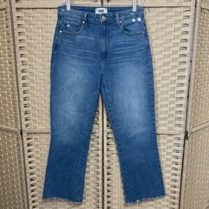 Paige COURTNEY CROPPED Jeans Size 29 Medium Wash Stretch Denim Raw Hem